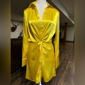 Yellow silky dress